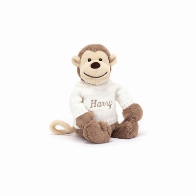 Jellycat Bashful Monkey with Cream Jumper New Zealand | DBSYT3290